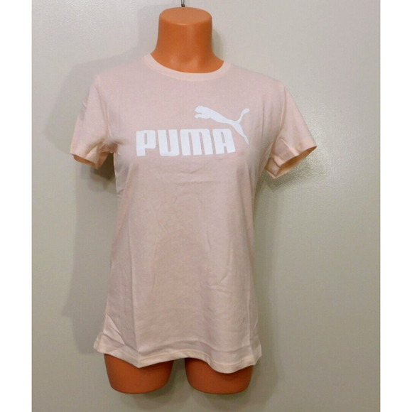 JR511 Puma Pink/Cloud Women's Essentials Logo T-Shirt Size S - Picture 1 of 2